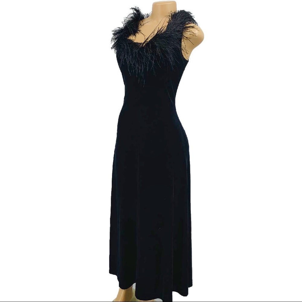 Vintage Jeffrey & Dara Ostrich Feather Velvet Gown - Picture 2 of 7